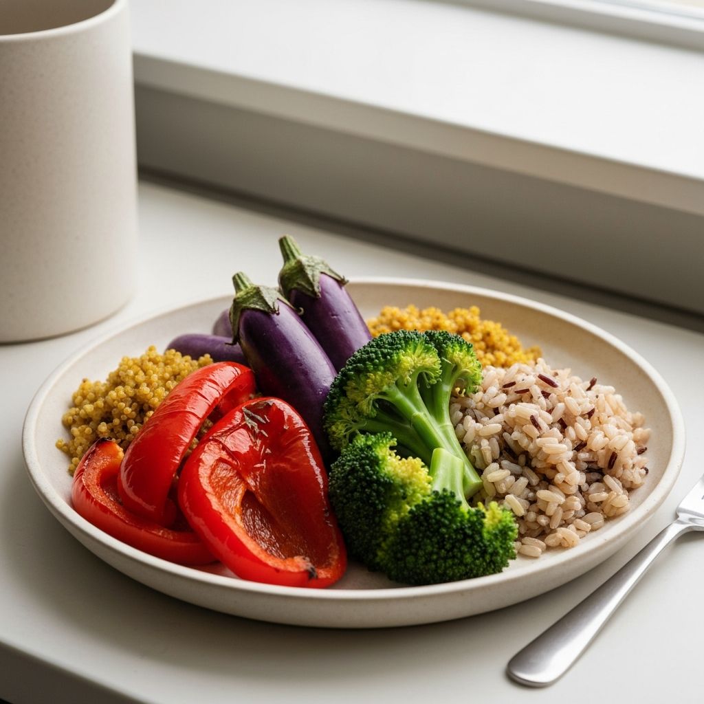 Balanced meal with vegetables and grains