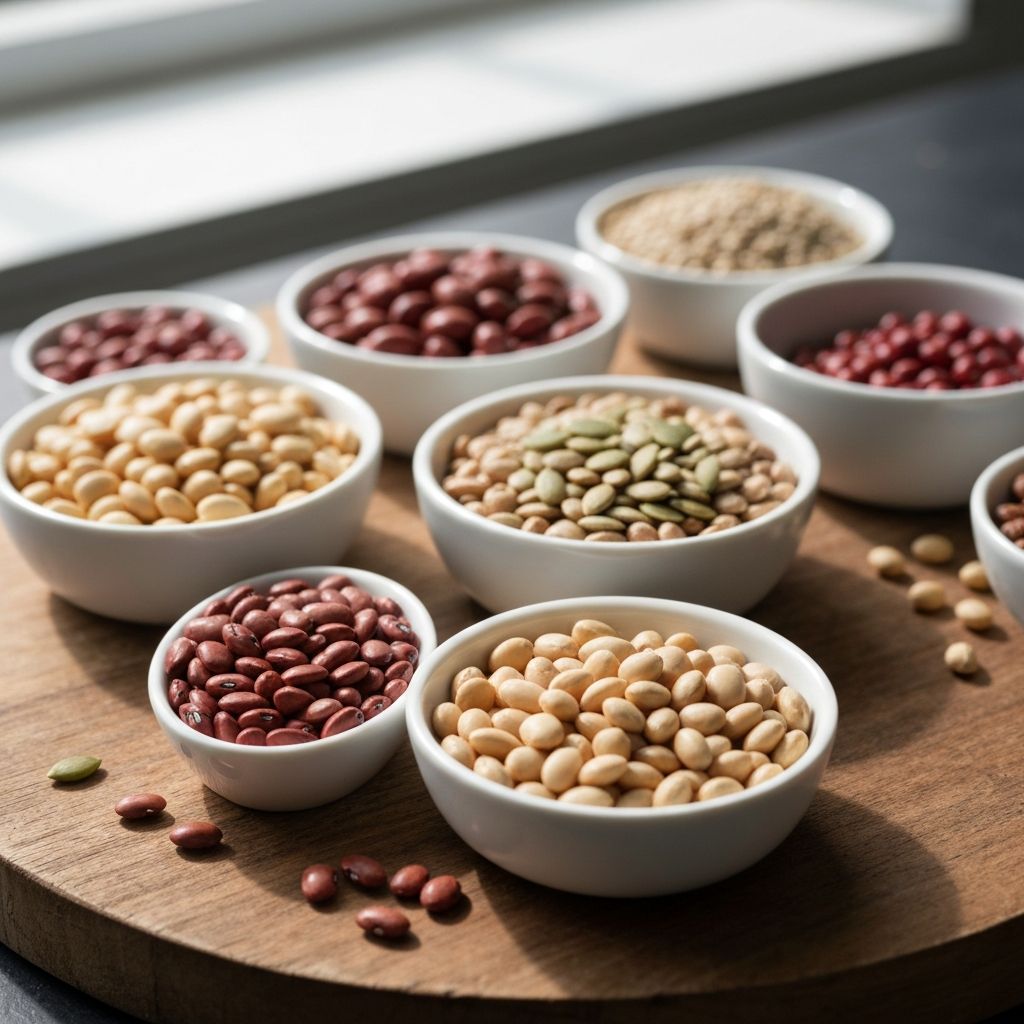 Protein-rich foods including legumes and nuts